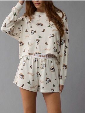 AEO X Disney Collab Amazingly Soft Relaxed Fit PJ SET Mickey Mouse Pajama NWOT S